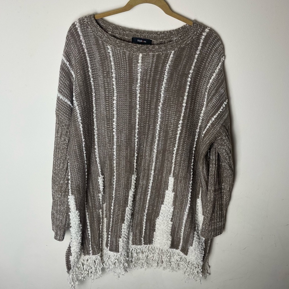 Style & Co Tan Fringe Sweater Size XL